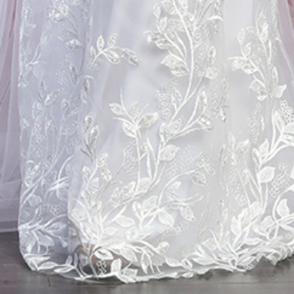 New long v neck sleeveless mermaid organza lace wedding dress,bridal gown - Picture 5 of 13